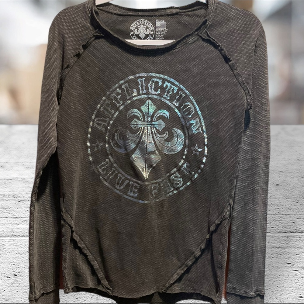 AFFLICTION Scoop Neck Pique Thermal